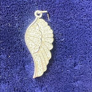 14k White Gold Diamond Wing Pendant Earring - Elegant Women's Jewelry